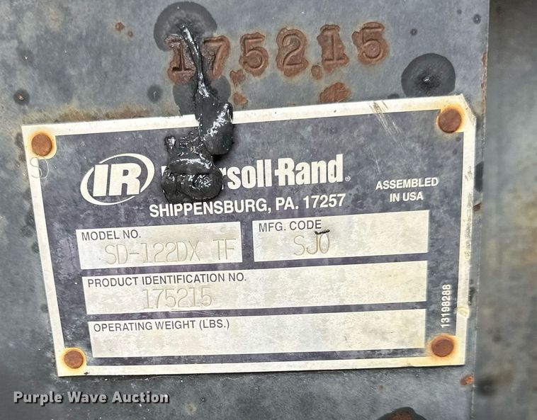 image for item DS3355 2003 Ingersoll Rand SD-122DX single drum vibratory roller