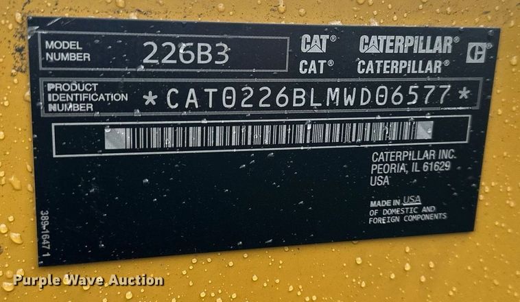 image for item DS3370 2014 Caterpillar 226B3 skid steer loader