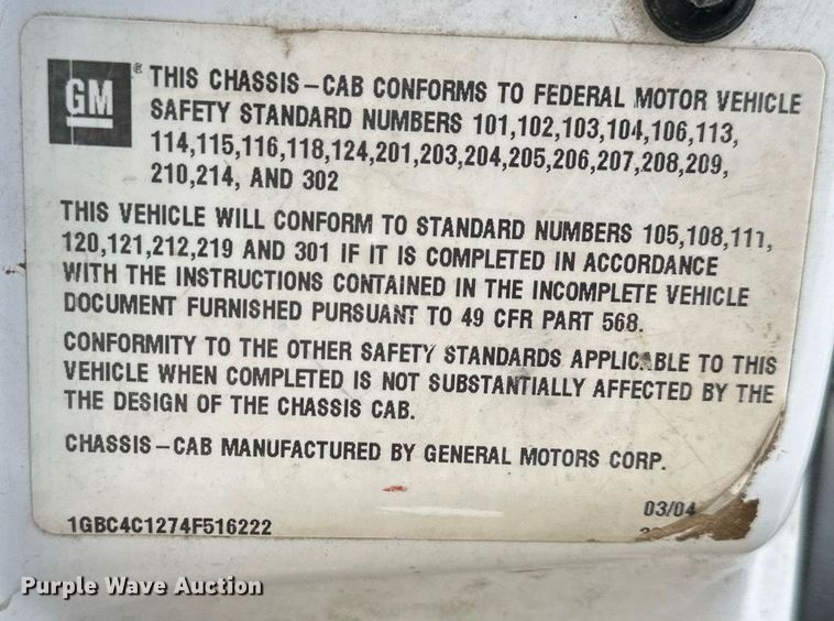 image for item DS3372 2004 Chevrolet C4500 flatbed truck