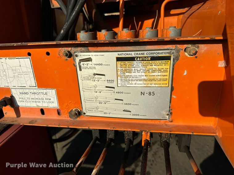 image for item DT2031 1997 Ford  LNT8000 flatbed truck with crane