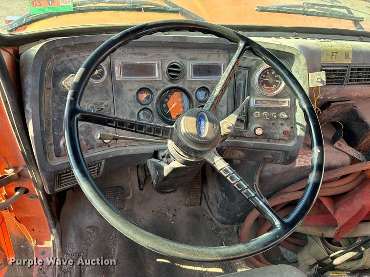 image for item DT2031 1997 Ford  LNT8000 flatbed truck with crane