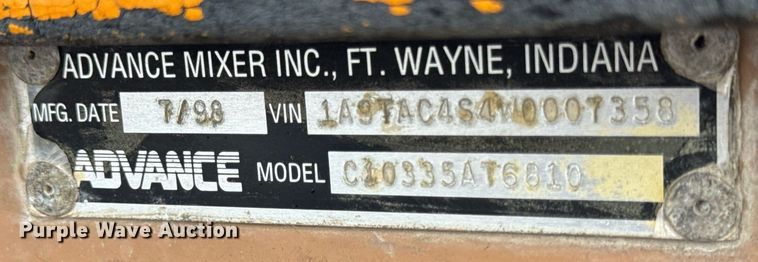 image for item DT2248 1998 Advance  C10335AT6810 ready mix truck