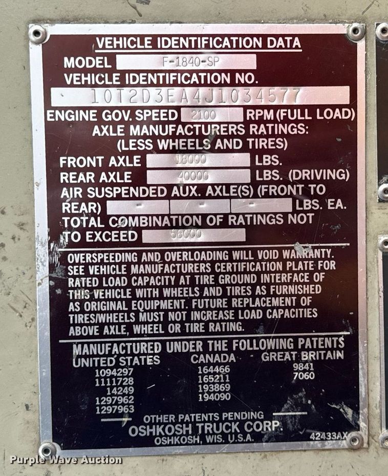 image for item DT2249 1988 Oshkosh  F-1840-SP ready mix truck