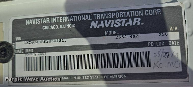 image for item DT5390 2002 International 2554 sewer jetter truck