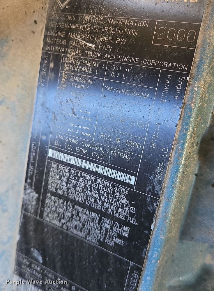 image for item DT5395 2001 International 2554 4X2 sewer jetter truck