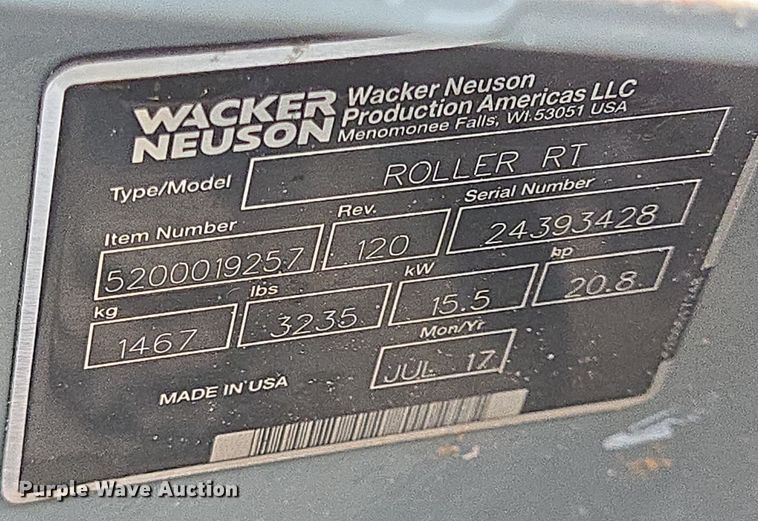 image for item DT5422 2017 Wacker Neuson RTSC3 trench compactor