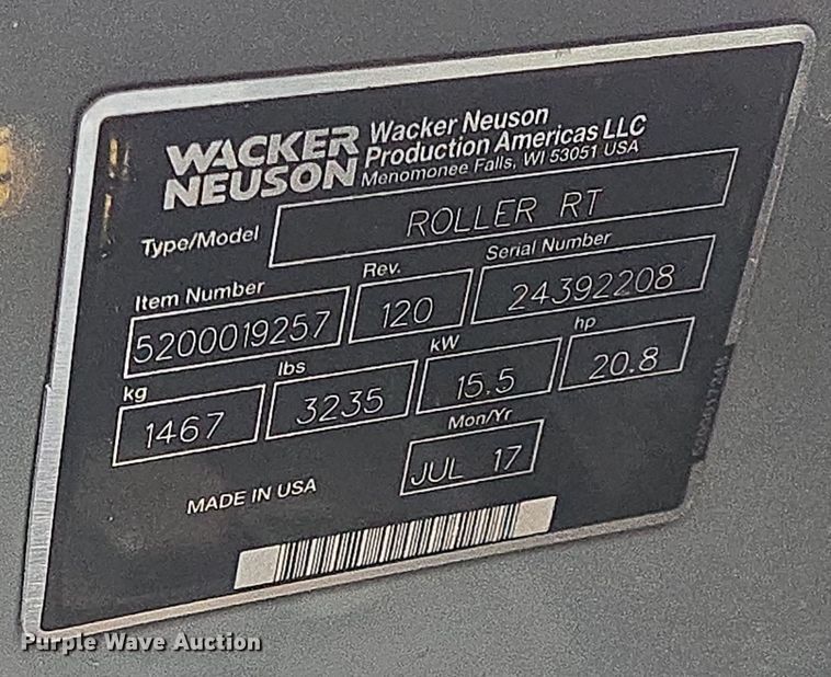 image for item DT5426 2017 Wacker Neuson RTSC3 trench compactor