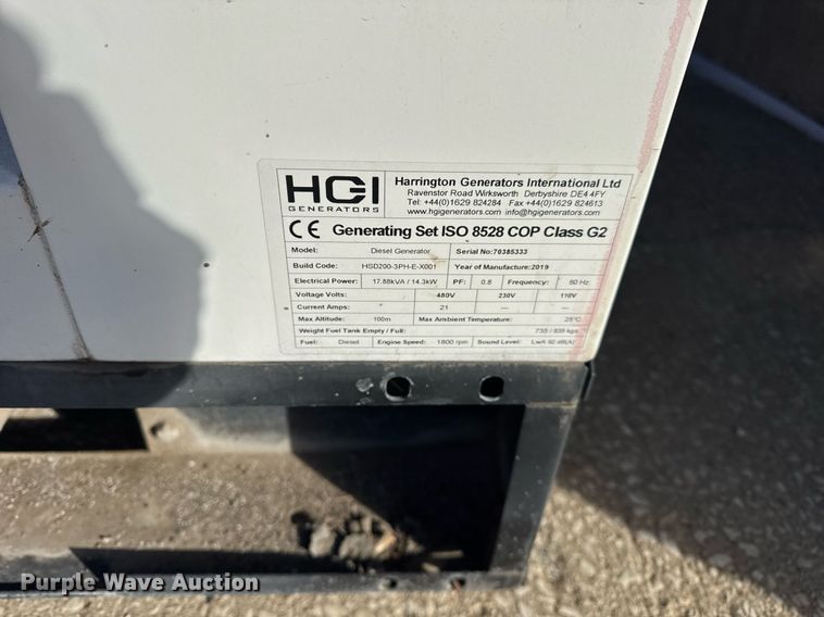 image for item DU3277 2019 Harrington Generators International  generator