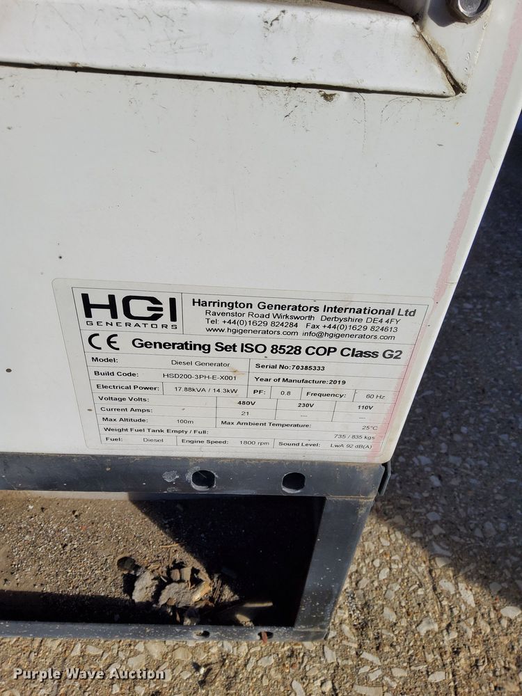 image for item DU3277 2019 Harrington Generators International  generator