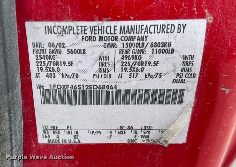 image for item DU3284 2002 Ford  F450 Super Duty XL flatbed truck