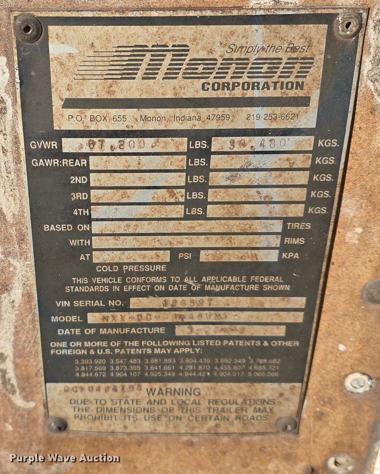 image for item DV0176 1993 Monon MXX-DC-00-48WX1 storage container