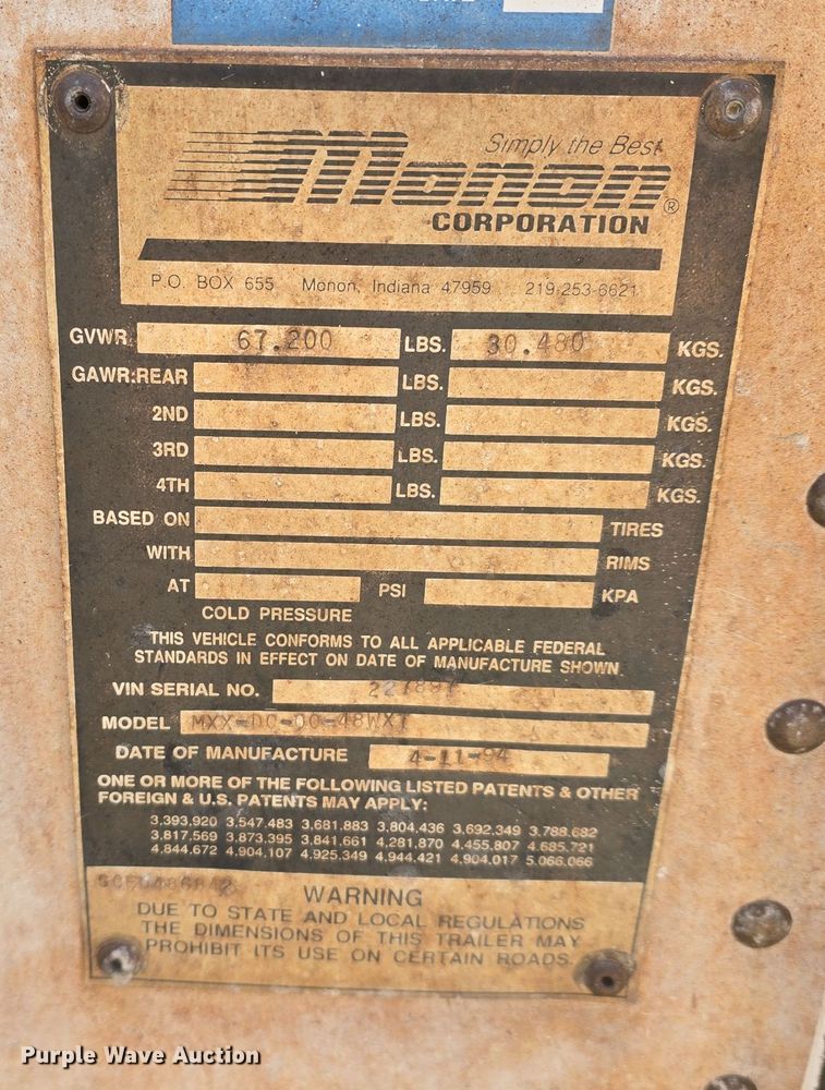 image for item DV0179 1994 Monon MXX-DC-00-48WXT storage container