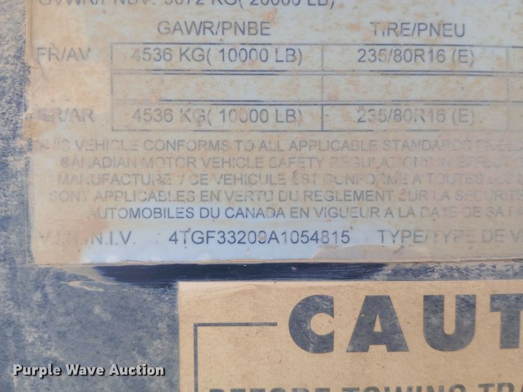 image for item DW0970 2010 Titan hydraulic tail equipment trailer