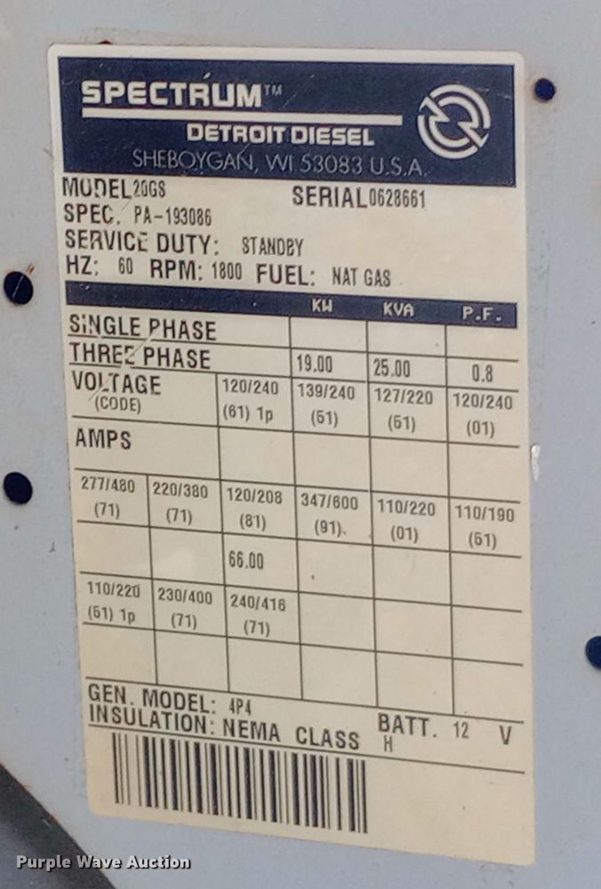 image for item DW0977 Spectrum 20GS generator