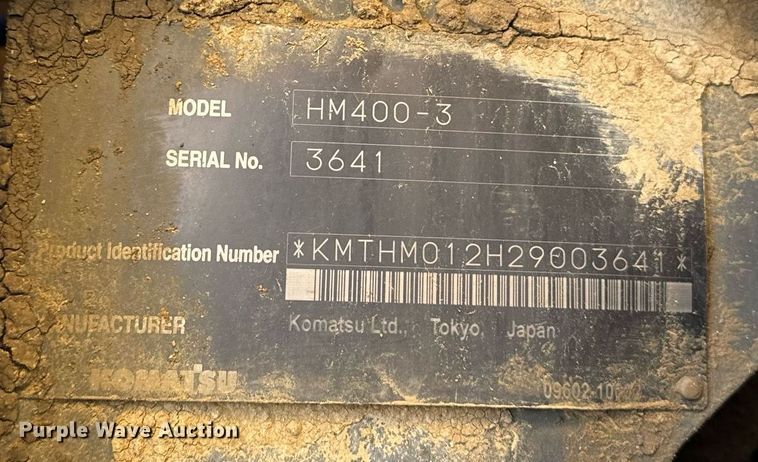 image for item DW2419 2015 Komatsu HM400-3 articulated haul truck