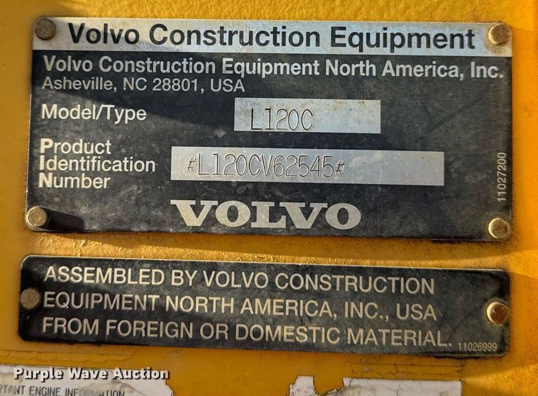 image for item DW2427 2000 Volvo L120C wheel loader