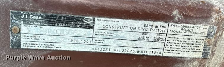 image for item DW2429 1991 Case 580 Super K backhoe