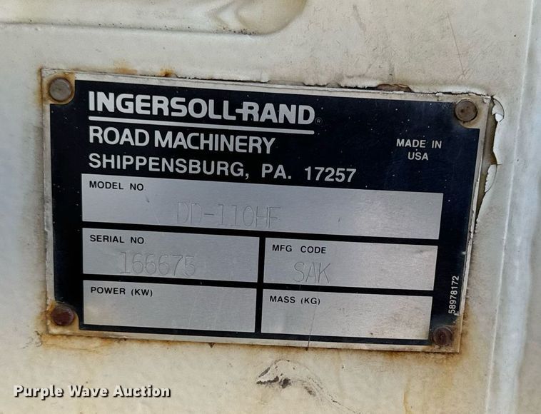 image for item DW2443 2001 Ingersoll Rand DD-110HF double drum vibratory roller