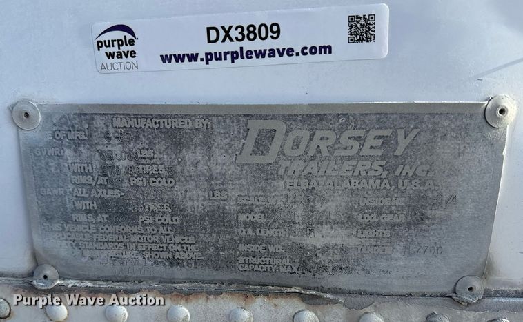 image for item DX3809 1983 Dorsey AI DT-282LS dry van trailer