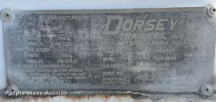 image for item DX3809 1983 Dorsey AI DT-282LS dry van trailer