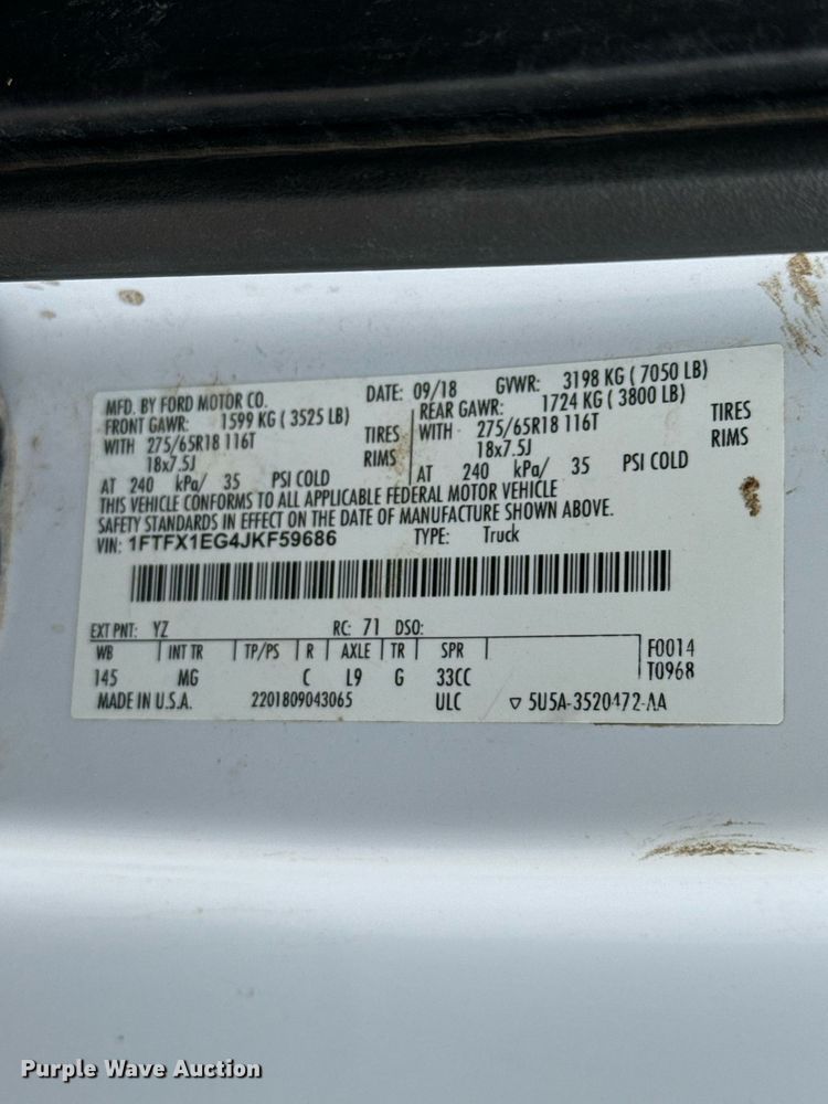 image for item DX3811 2018 Ford F150 SuperCab pickup truck