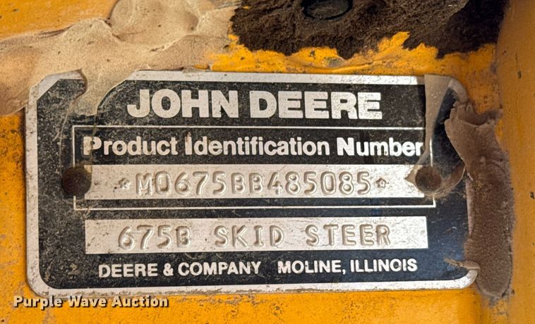 image for item DX3920 1988 John Deere 675B skid steer loader