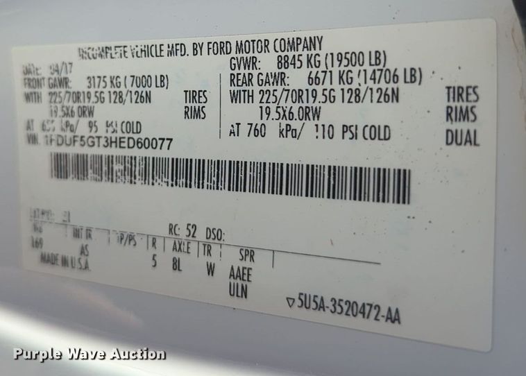 image for item EG2270 2017 Ford F550 Super Duty utility / service truck