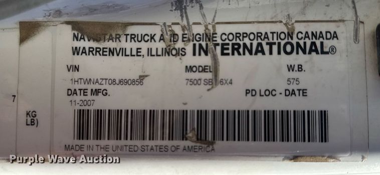image for item EG2277 2008 International 7500 Crew Cab crane truck