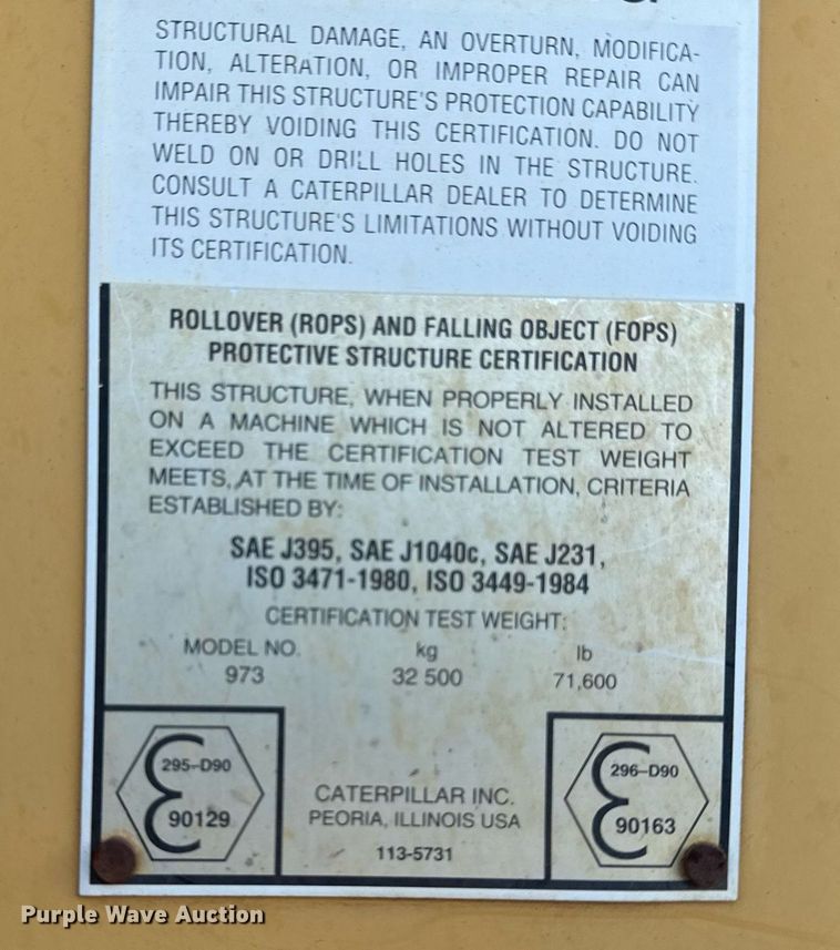 image for item EG7051 2000 Caterpillar 973 track loader