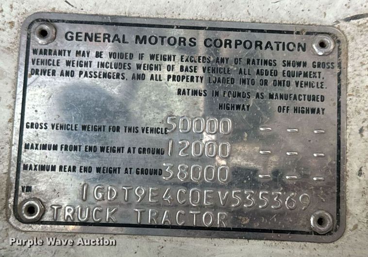 image for item EH7376 1984 GMC General water truck