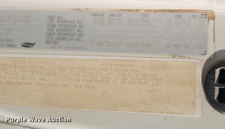 image for item EI8637 2002 Sterling L7500 crane truck