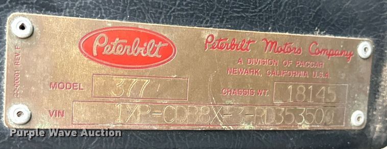 image for item EJ3324 1994 Peterbilt 377 dump truck