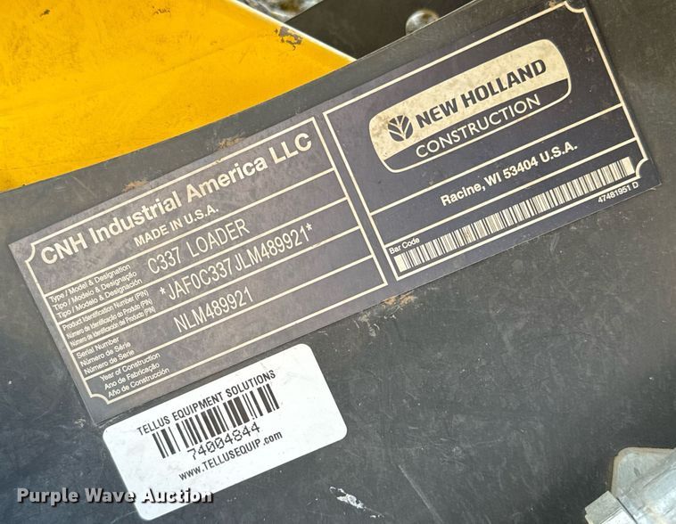 image for item EJ3328 2020 New Holland C337 tracked skid steer loader
