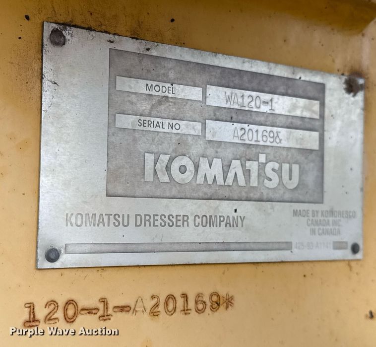 image for item EJ3336 1994 Komatsu WA120-1 wheel loader