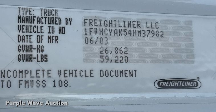 image for item EJ3337 2004 Freightliner Business Class M2 dump truck