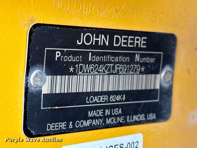 image for item EJ3344 2018 John Deere 624K-II wheel loader