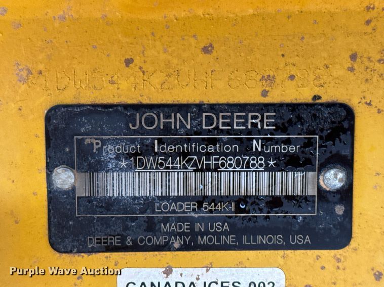 image for item EJ3348 2017 John Deere 544K-II loader