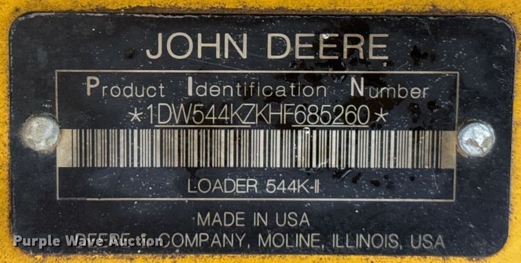 image for item EJ3350 2018 John Deere 544K-II loader