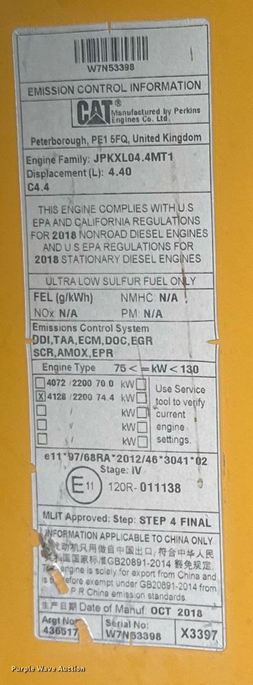 image for item EJ3356 2019 Caterpillar 416F2 backhoe