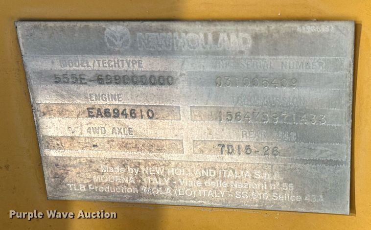 image for item EJ3371 1997 New Holland 555E backhoe