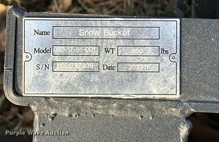 image for item EJ5227 2023 Snow Bucket 003-17-86-001 skid steer dozer blade