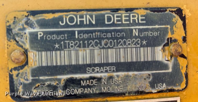 image for item EM0027 2012 John Deere 2112C scraper