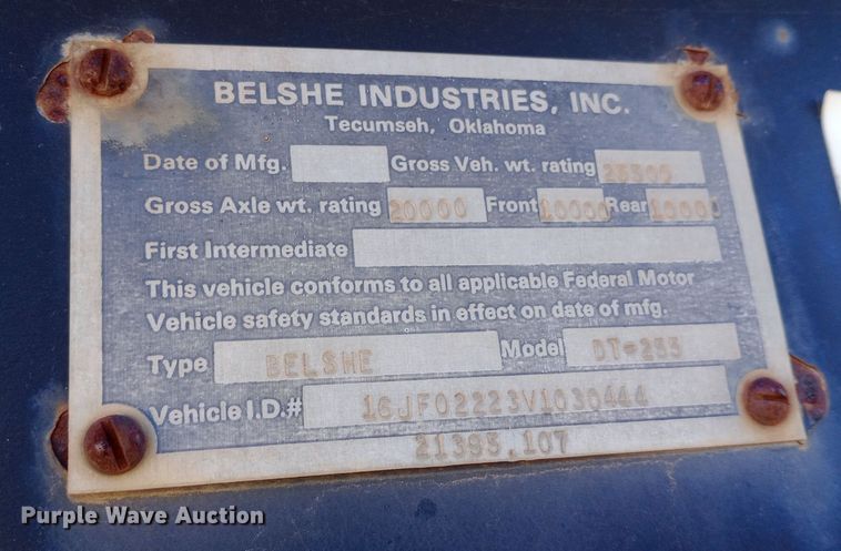 image for item EN8613 1997 Belshe equipment trailer