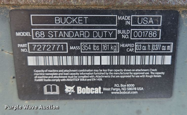 image for item EQ2514 (3) Bobcat 68 Standard Duty buckets