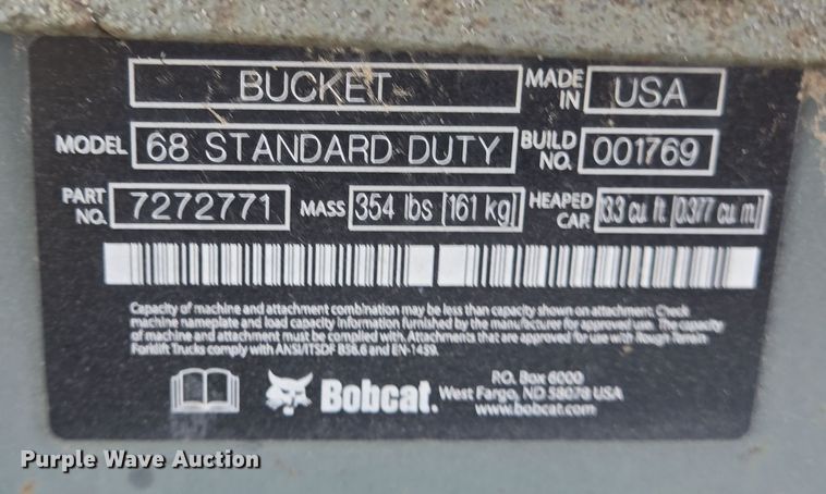 image for item EQ2514 (3) Bobcat 68 Standard Duty buckets