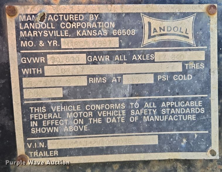 image for item EQ3688 1997 Landoll tilt deck equipment trailer