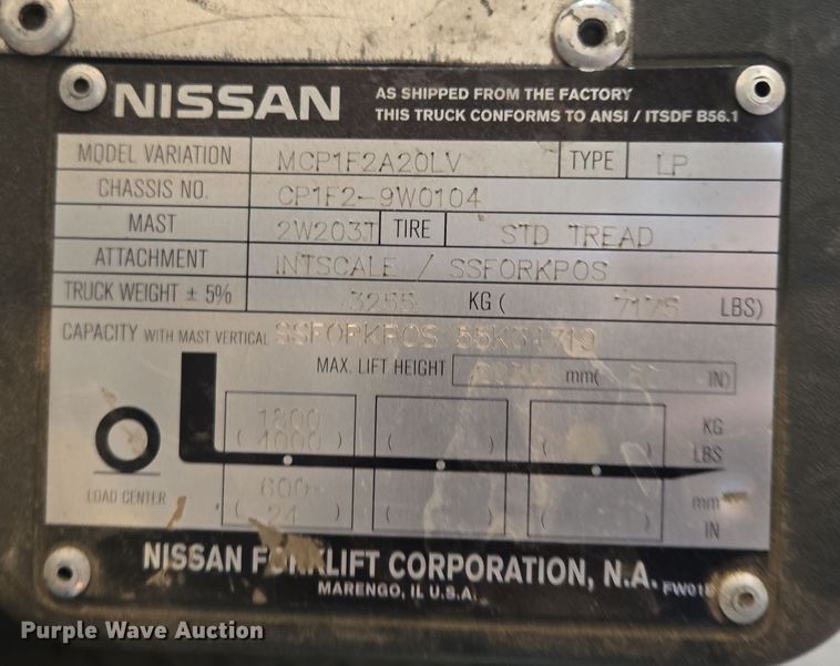 image for item EQ3728 Nissan  40 forklift