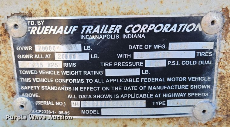 image for item EQ3752 2016 Fruehauf EL FI trailer dolly 