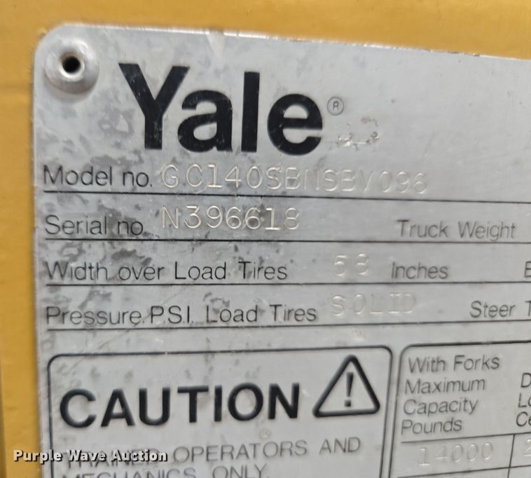 image for item EQ3775 Yale GC140SBNSBV096 forklift