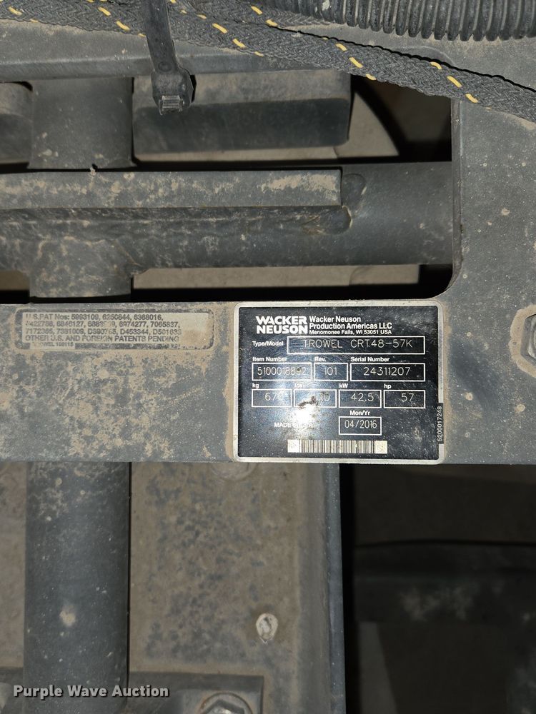 image for item EQ3804 2016 Walker Neuson CRT48-57K power trowel